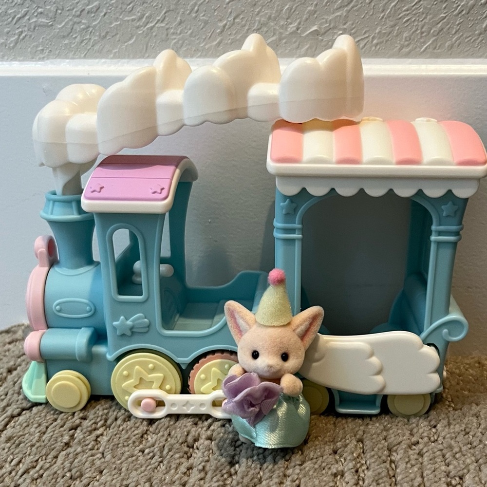 Pastel Blue & Pink Play Train with Bunny Figure - Kids Toys Dolls & Accessories